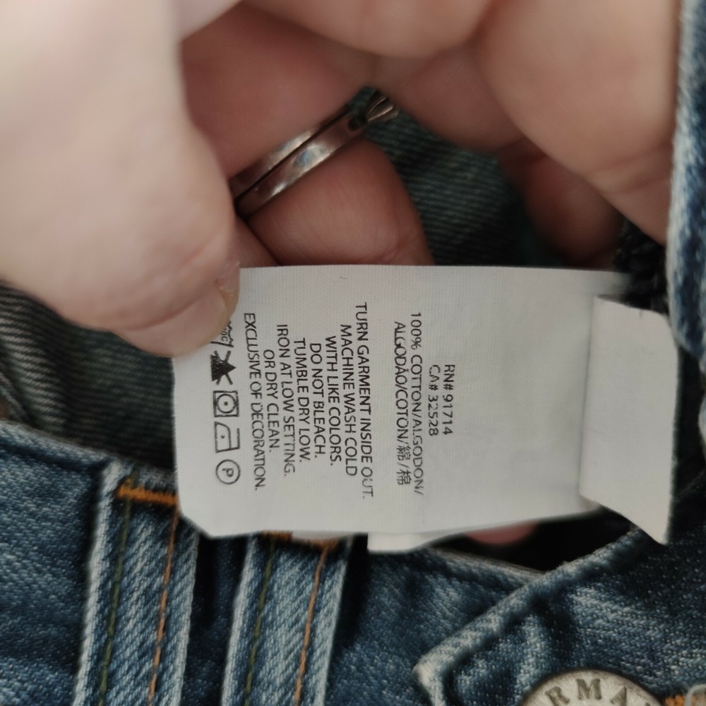 Armani Exchange Loose Straight Denim Jeans Stain Indigo Button Distress‎ 29 X30" - Picture 10 of 10